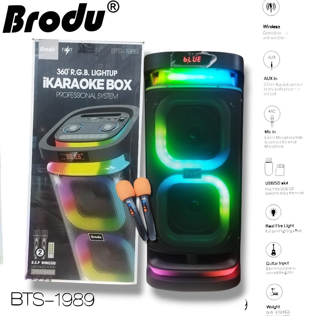 BRODU BTS-1989 dual 6.5 inches Free Dual Digital Rechargeable Wireless ...