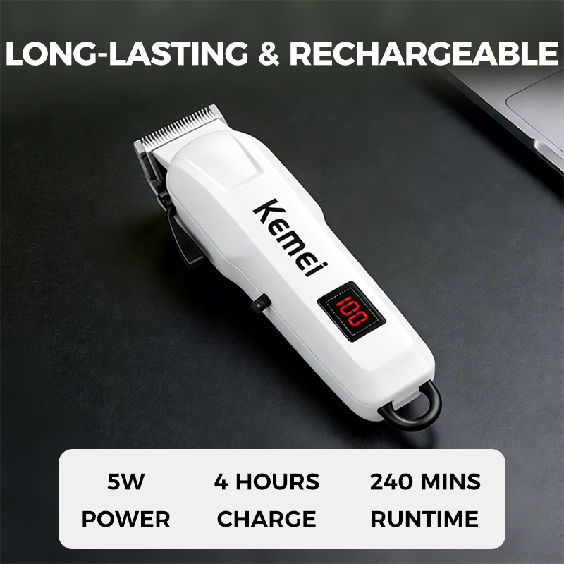 Kemei Razor Hair Cut Rechargeable Hair Clipper Cordless Electric Shaver ...