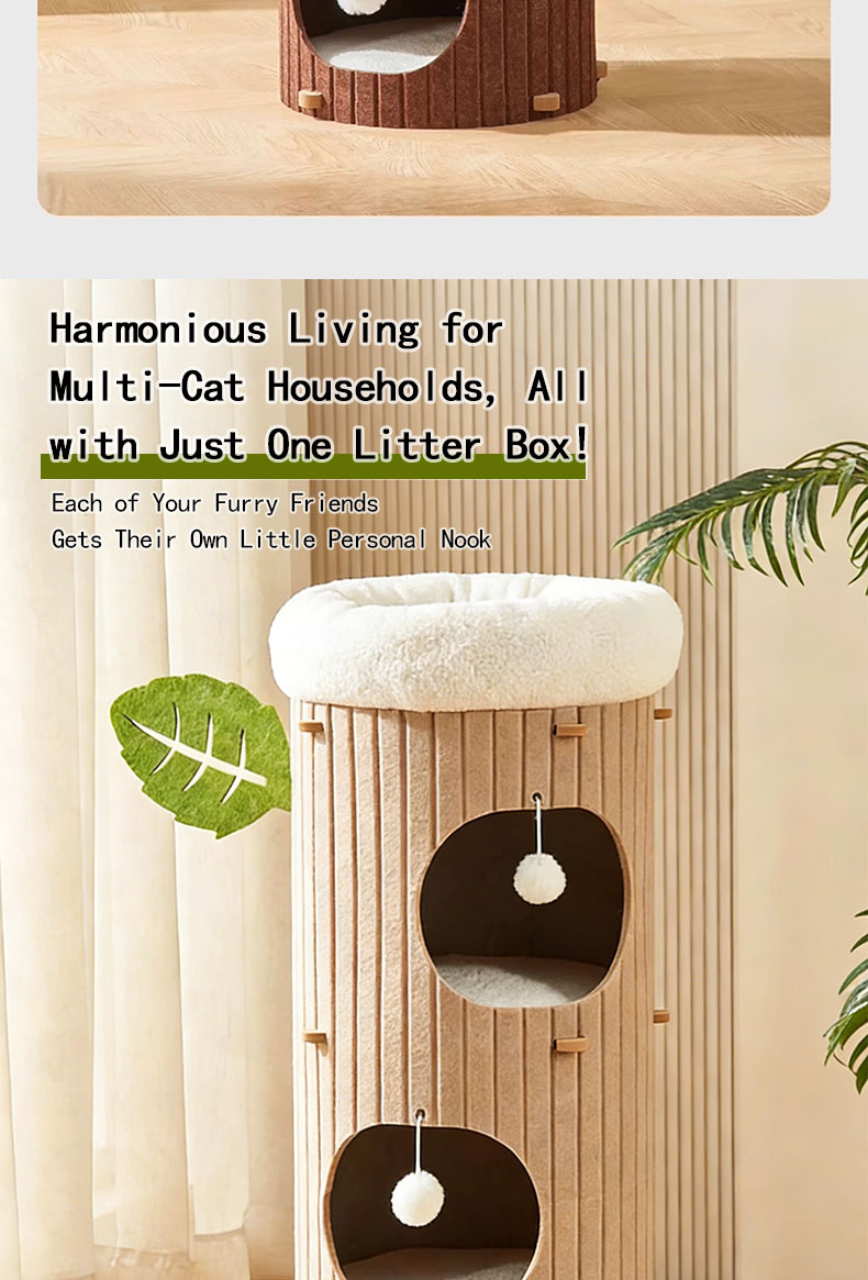PG Felt Cat Tree House Condo Stackable Cat Nest Tunnel Scratch-Proof ...