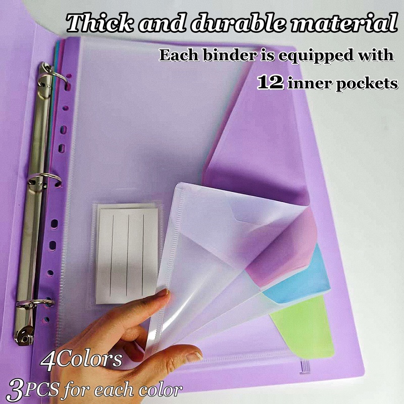 Long Ring Binder Set with 12 Pockets 3Ring Binder Arch File Folder ...