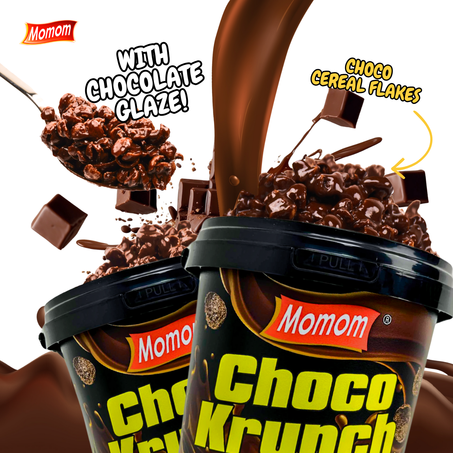 Momom Food Chocolate Krunch, Crunchy Cereal Snack with Chocolate Glazed ...