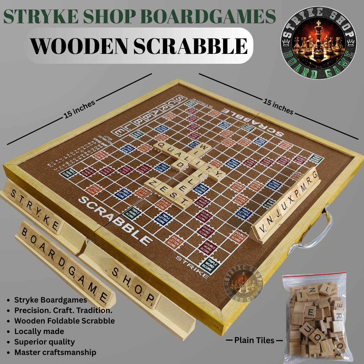 Scrabble Wooden Foldable Board Game – Premium Tiles & Free Storage ...