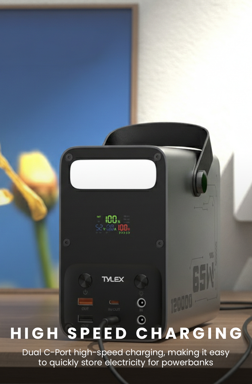 TYLEX XP12 120000mAh Powerbank 65W/3A Fast Charge 5Outputs & 3Inputs ...