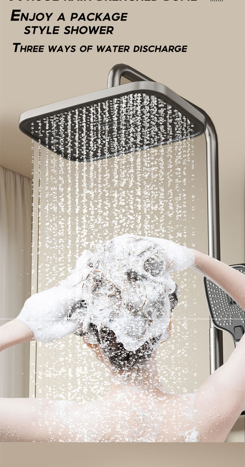 304 SUS 4 in 1 Shower Set Square Piano Key Design Hot And Cold Shower ...