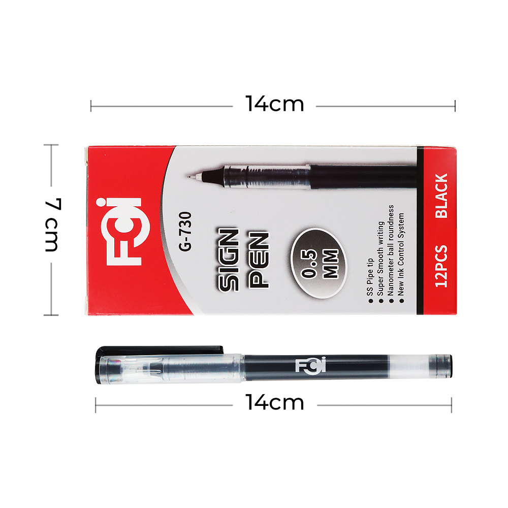 FCI Black Ink Sign Pen 0.5mm SS Pipe Ink Super Ink Sign Pen For School ...