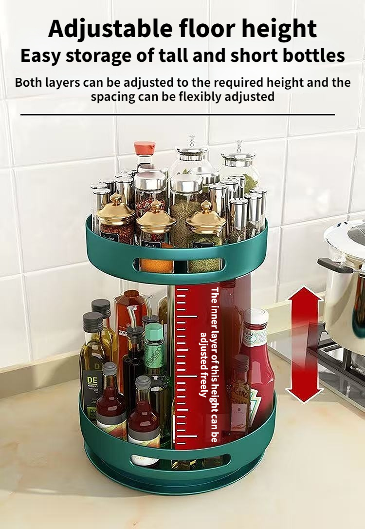 Kitchen Condiments Racks Organizer 360°Rotating Metal Spice Storage ...