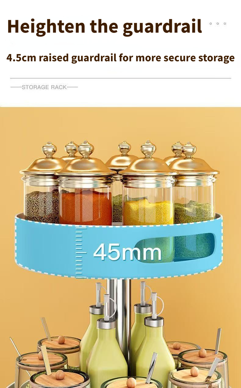 Kitchen Condiments Racks Organizer 360°Rotating Metal Spice Storage ...