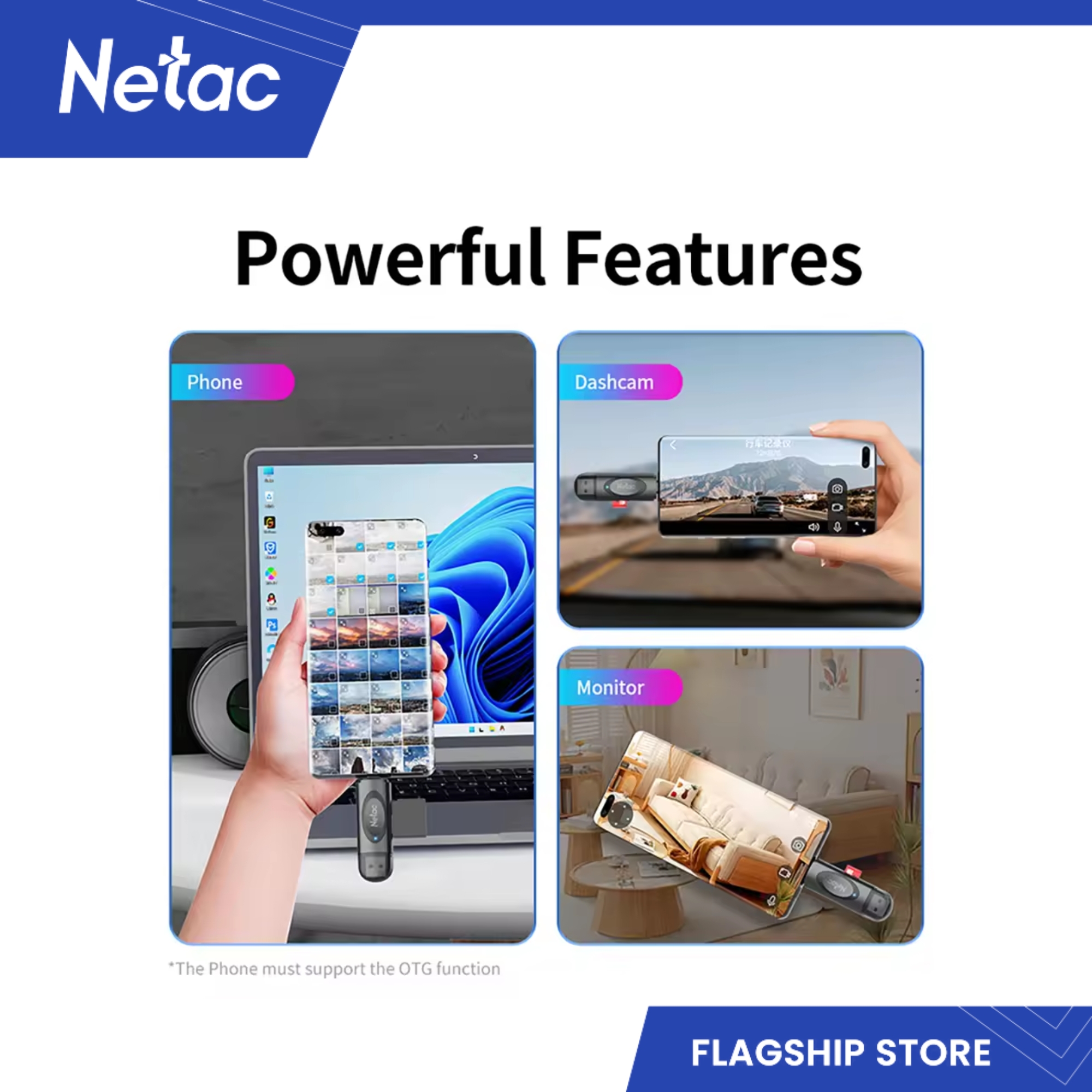 Netac WK14 2-in-1 USB A & USB C Micro SD / SD Flash Card Reader ...