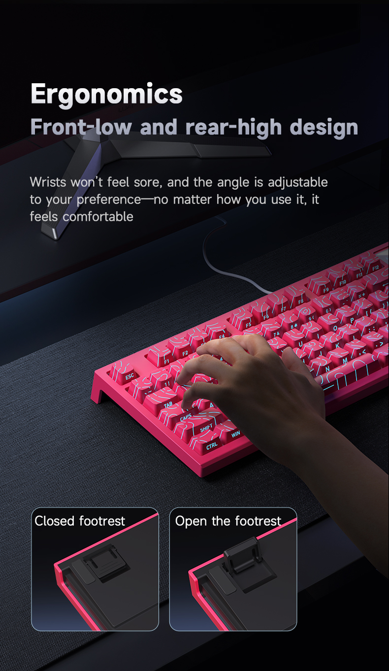 LANGTU LT84 Wired Mechanical Keyboard LogoScreen 5PIN Linear Switch Hot ...
