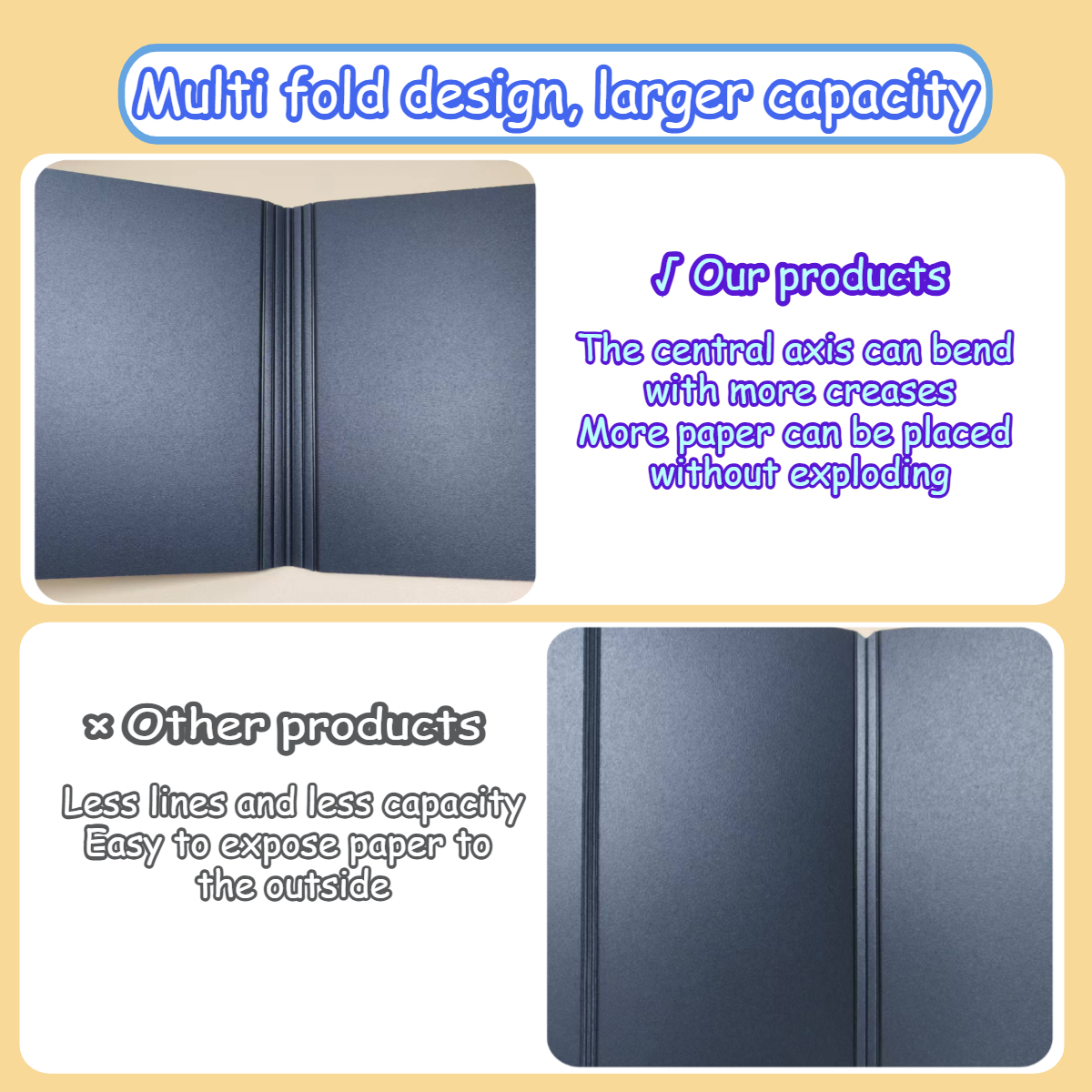 Foldable Binder Folder Long Size Clear Book Paper Organizer folding ...