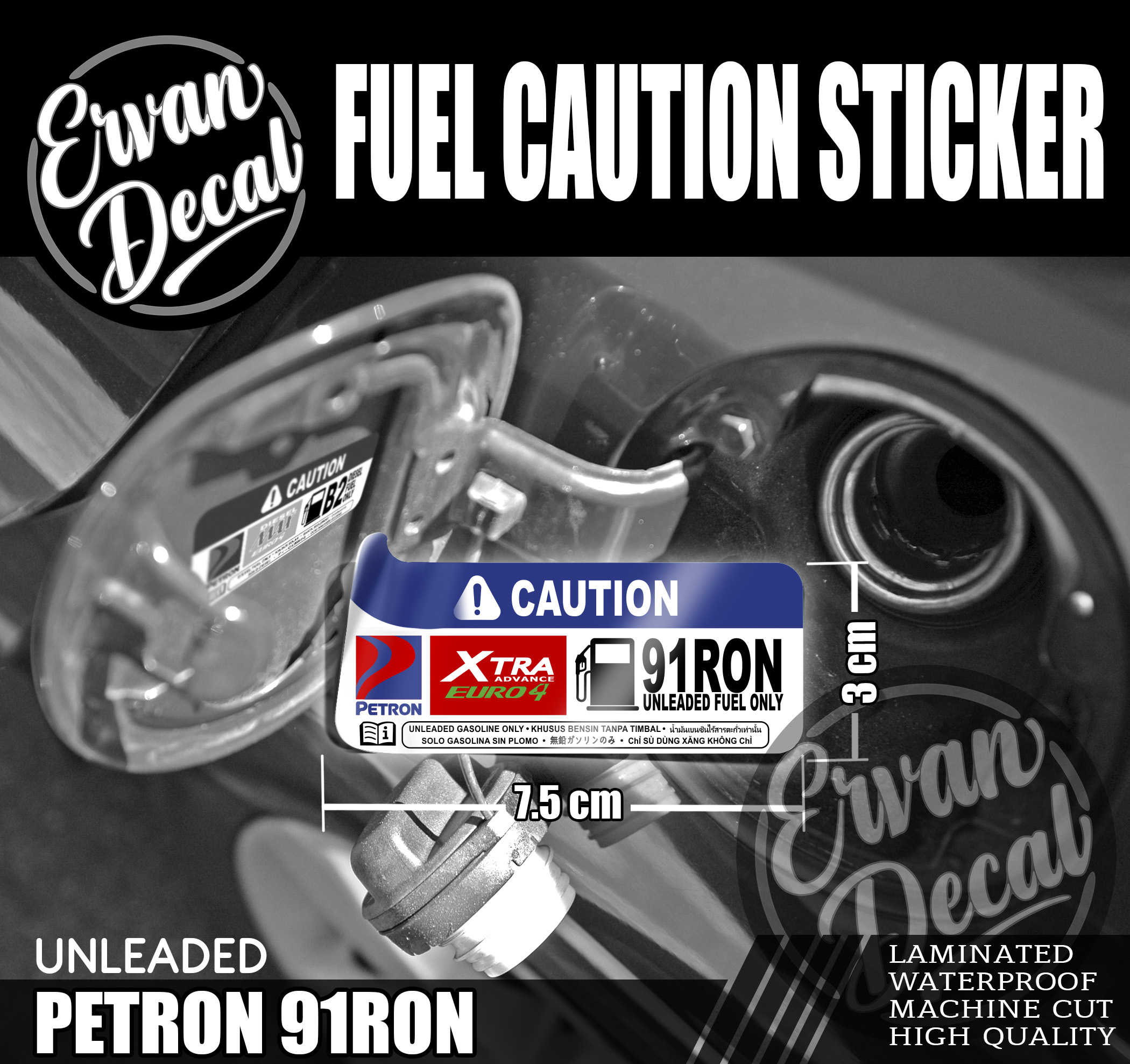 Fuel Caution Tank Sticker for Motorcycle Car Gasoline Diesel Unleaded ...