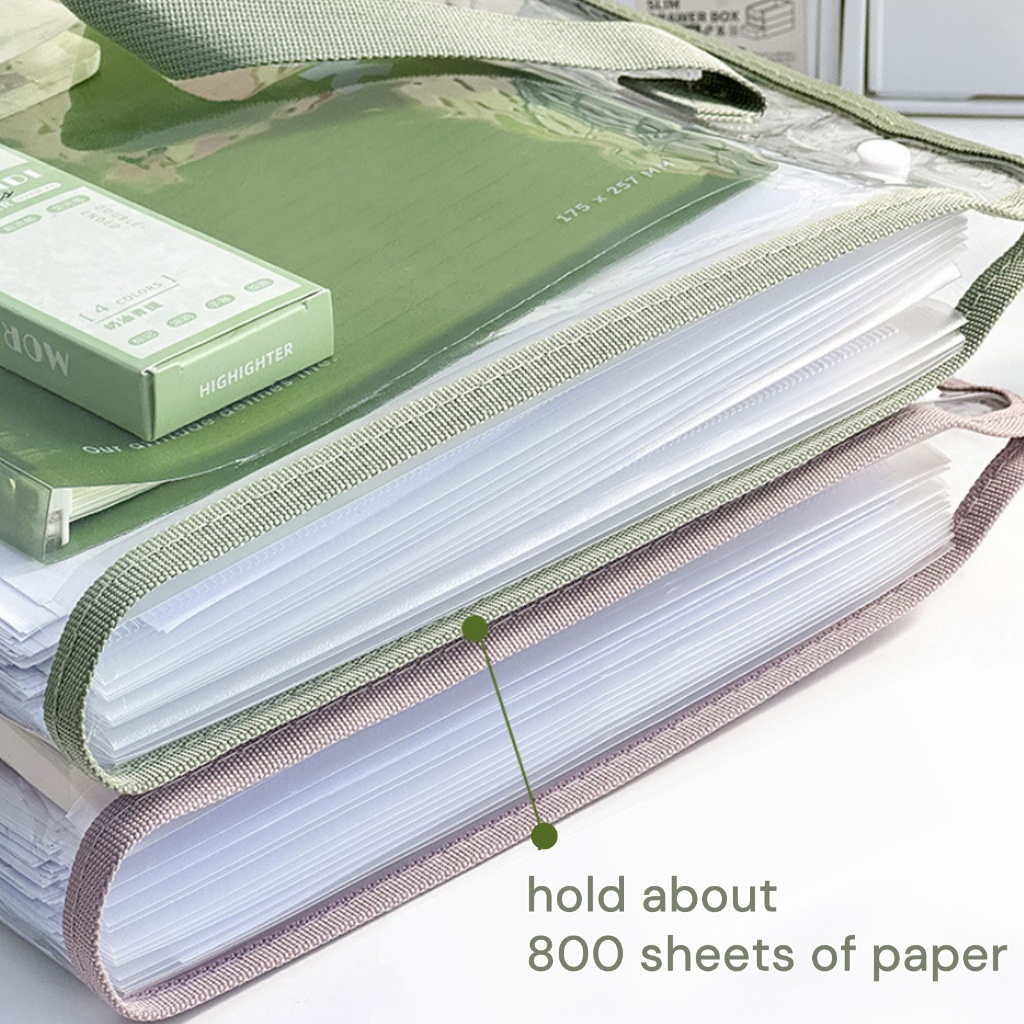File Folder Organizer Expanding A4 Portable Handle Zipper Document Bag ...
