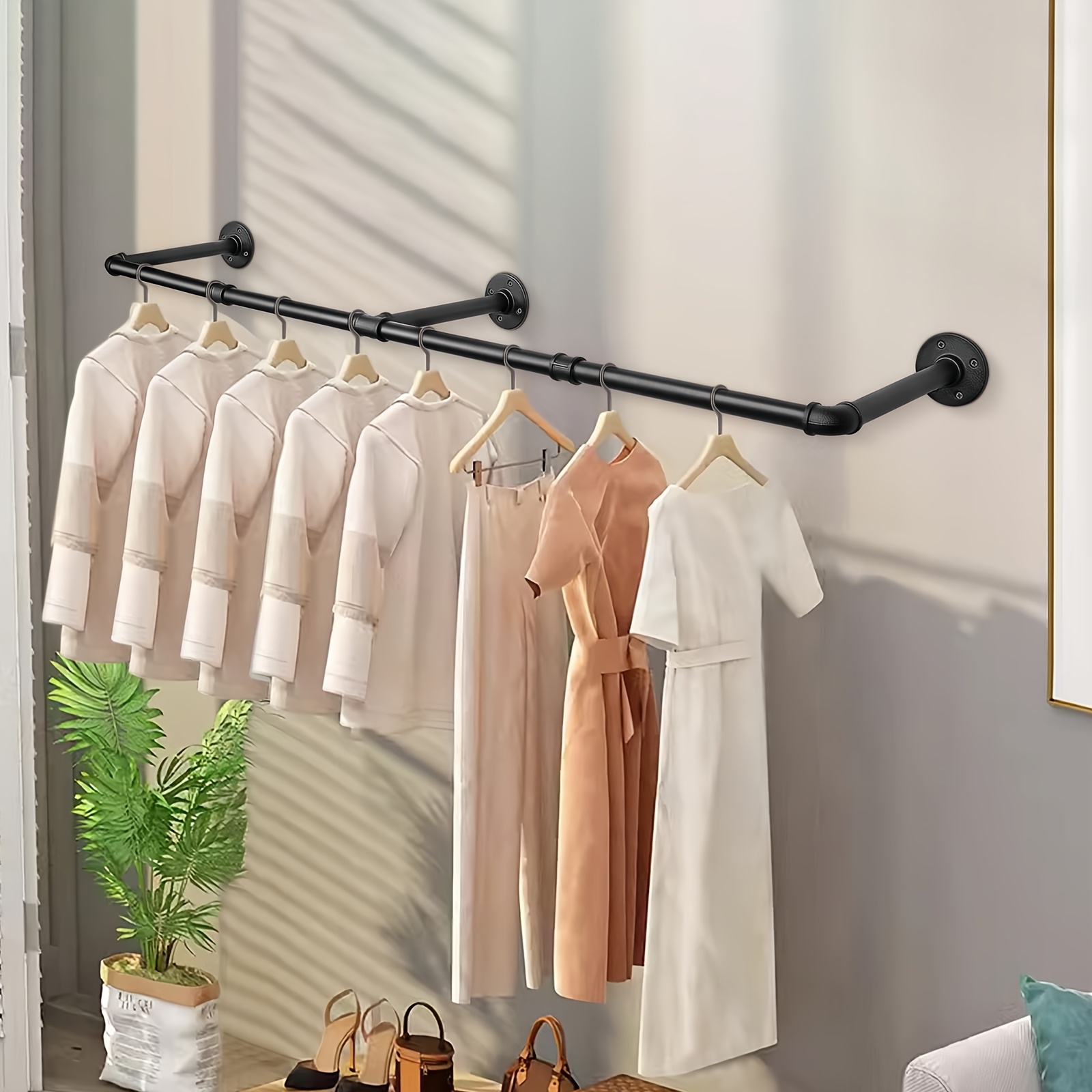 Wall Mounted Clothing Rack Metal Clothes Rack Drying Racks Industrial ...