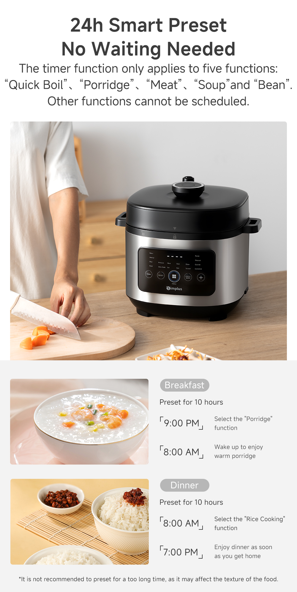 Simplus 12-IN-1 Pressure Cooker 6L Quick Rice Cooker Family Size 24h ...