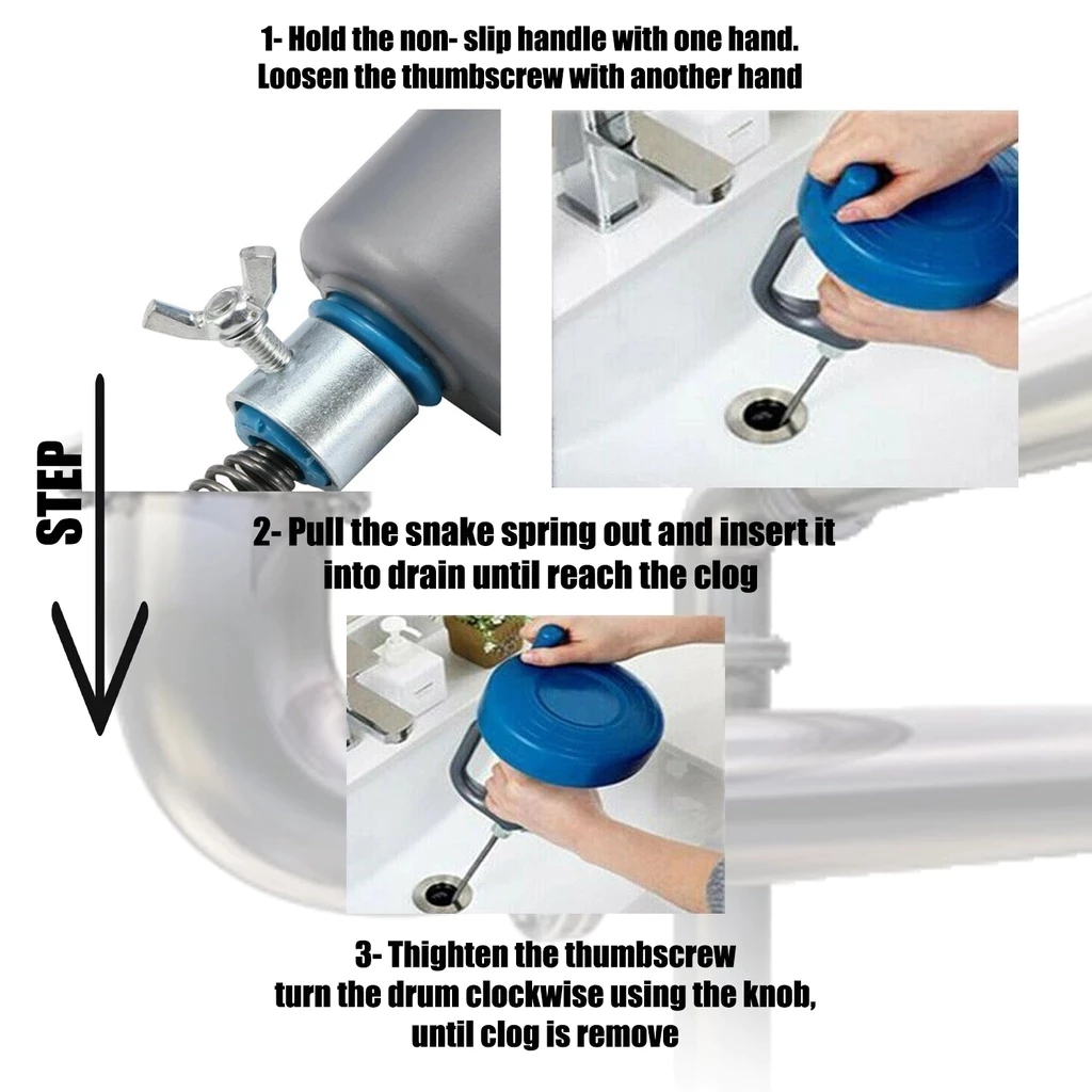Arrow Drain Unblocker Tool Clog Flexible Auger Snake Rod SinkTub Sewer ...