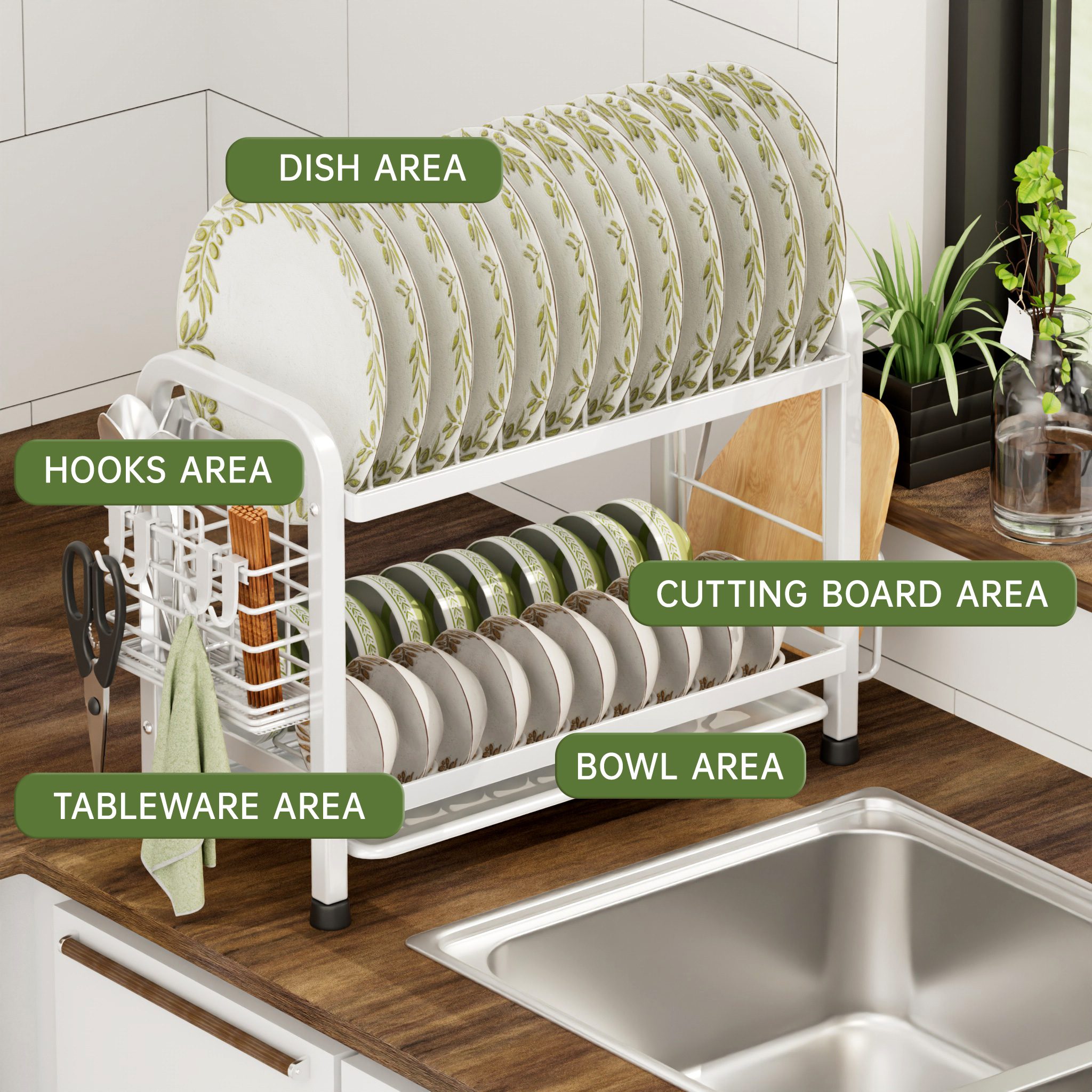 2/3 Layers Dish Rack Kitchen Cutlery Storage Rack Tabletop Stainless ...