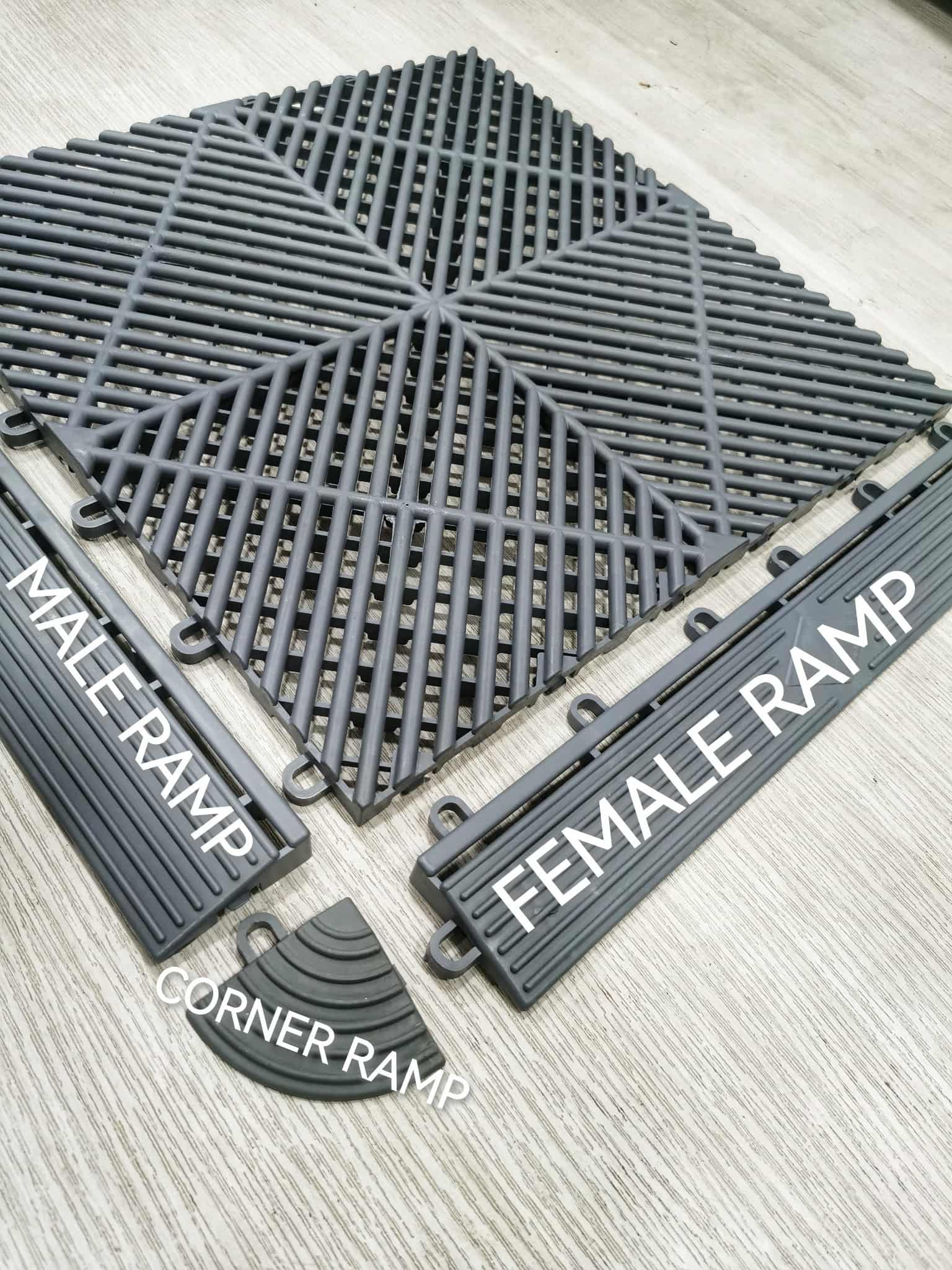 A.Side ramp for 18mm Grid tiles Garage Floor Mats Car Wash Room Floor ...