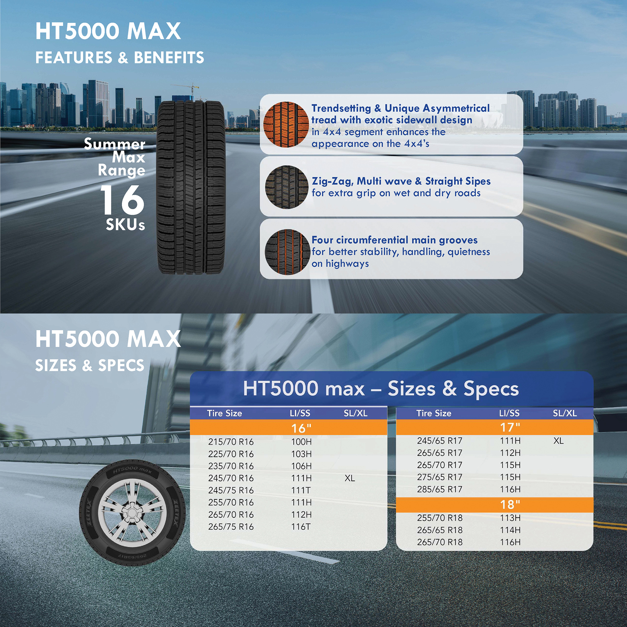 265/65R18 ZEETEX HT5000 114H Highway Terrain Tire | Made In Thailand ...