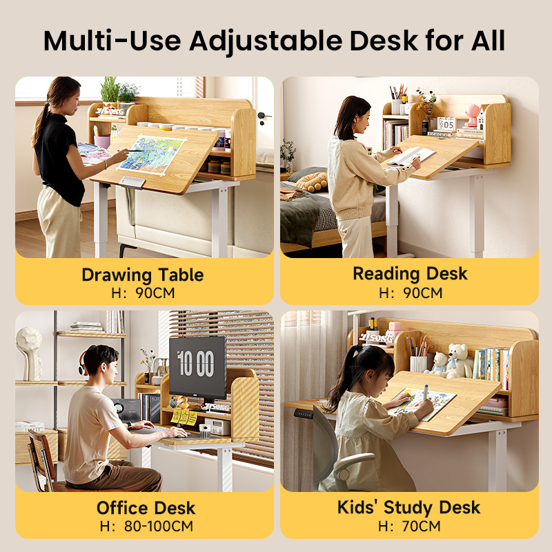 DONMIS Electric Study Adjustable Table Standing Drafting Home Office ...
