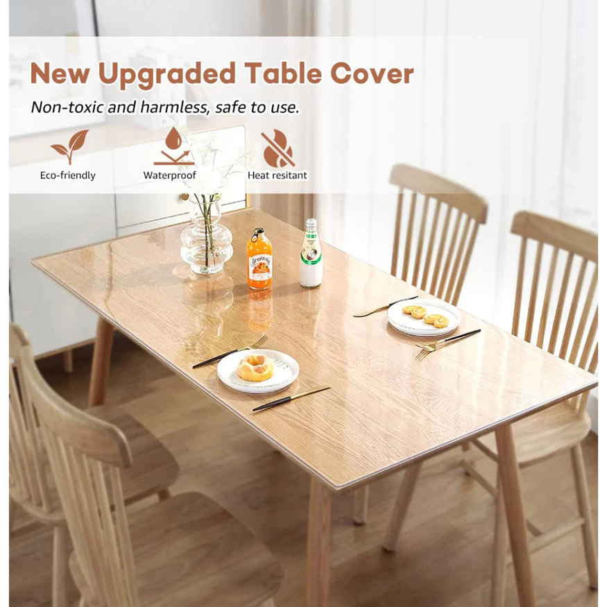 ZULIT Transparent PVC Table Cover Waterproof Thicked Table Cloth ...