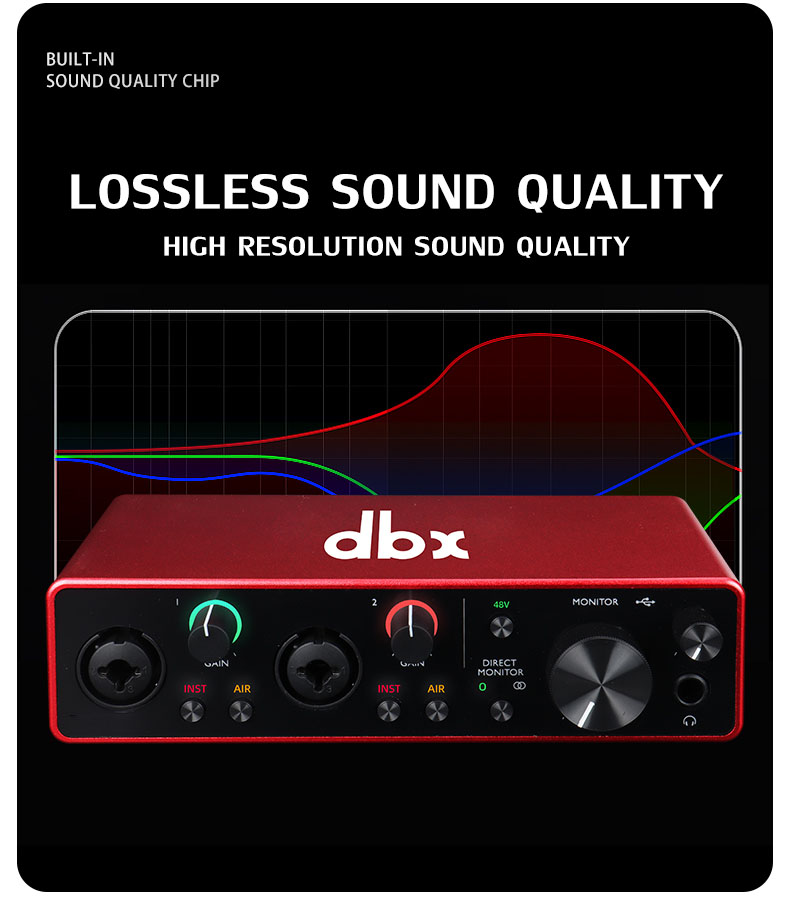 DBX 212 sound card, 24-bit/96 kHz audio interface, for computers with ...
