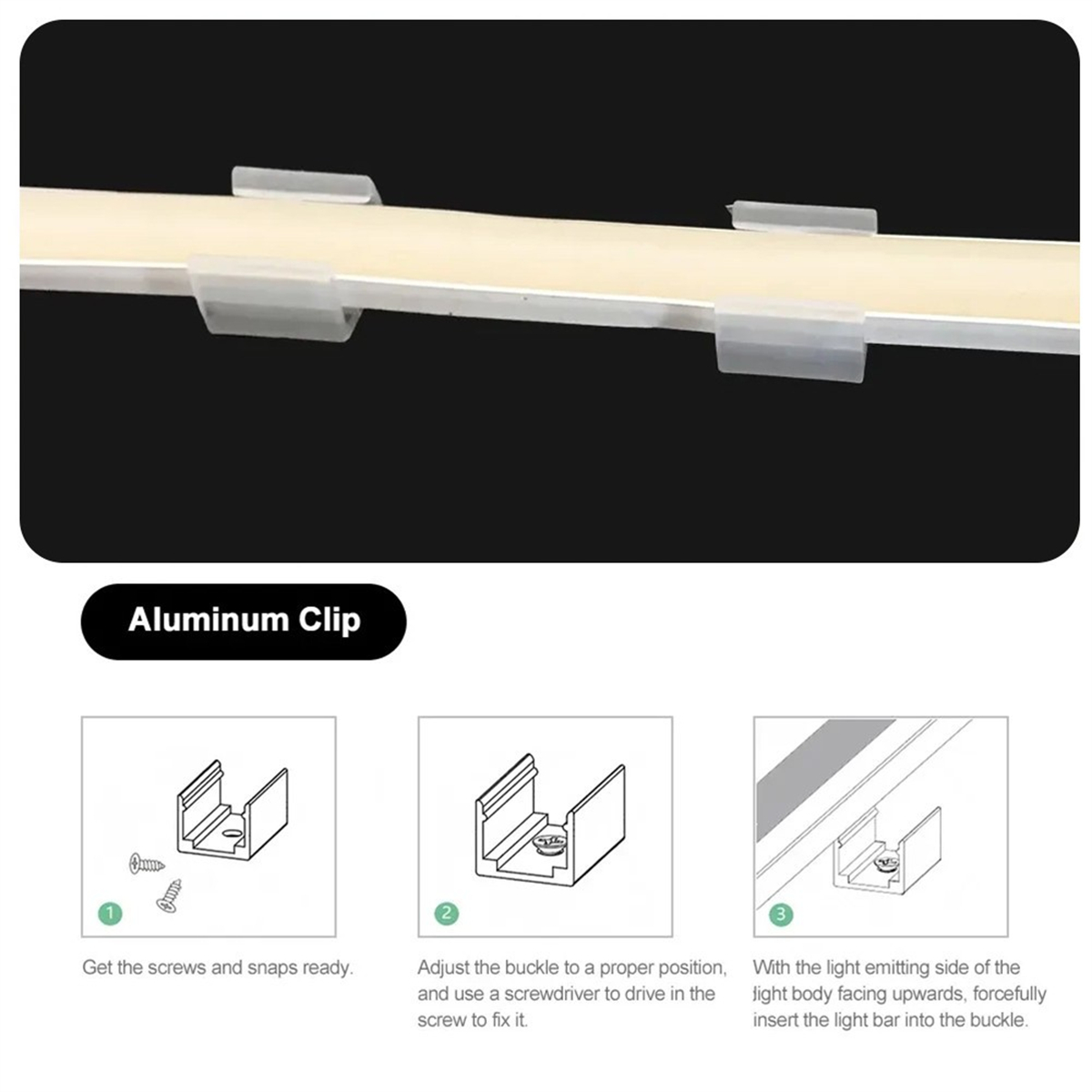 50Pcs LED Strip Fixed Clip with Screws for Fixing 8-17mm Neon Light ...