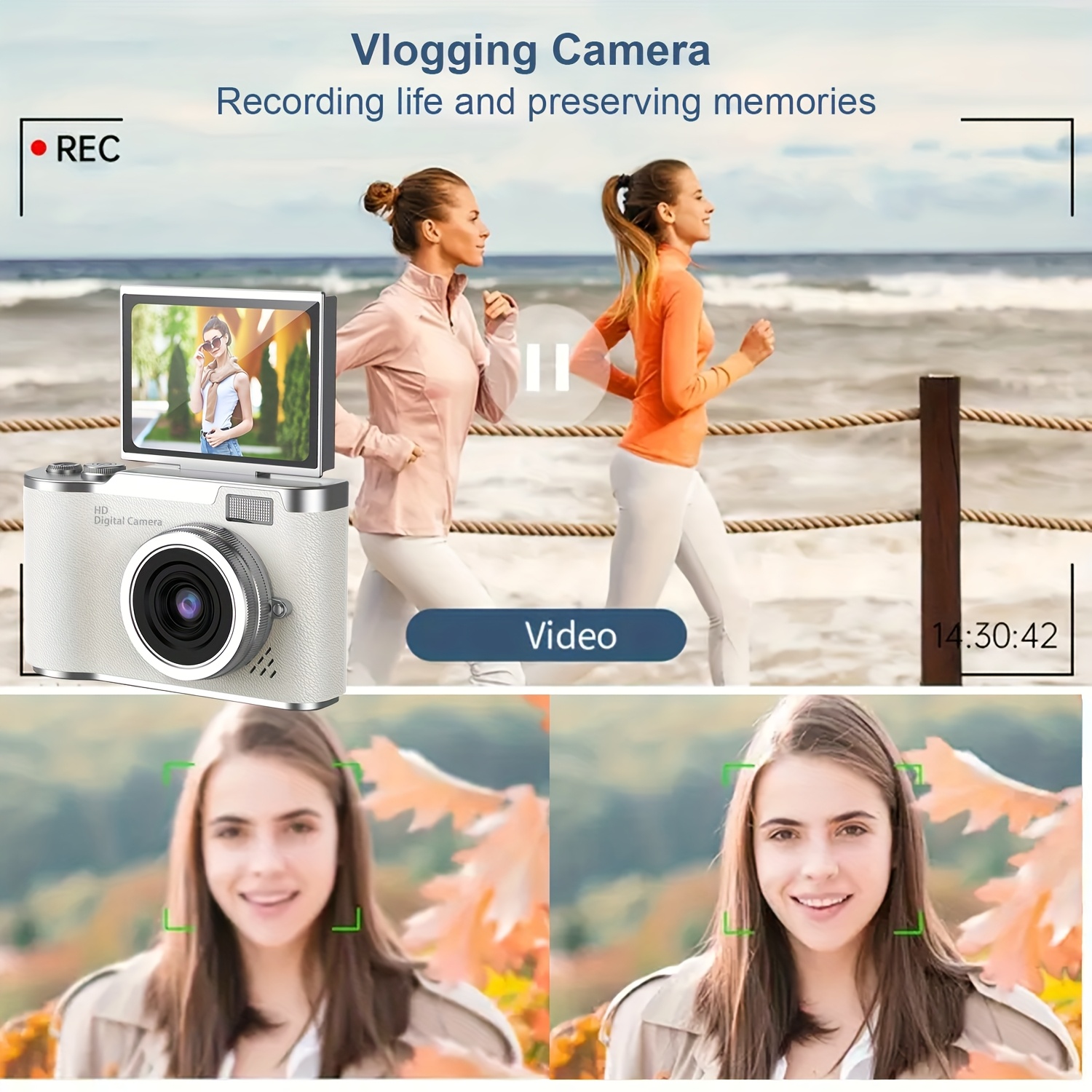 4K Digital Camera Photography 8X Digital Zoom Video Recorder 180° Flip ...