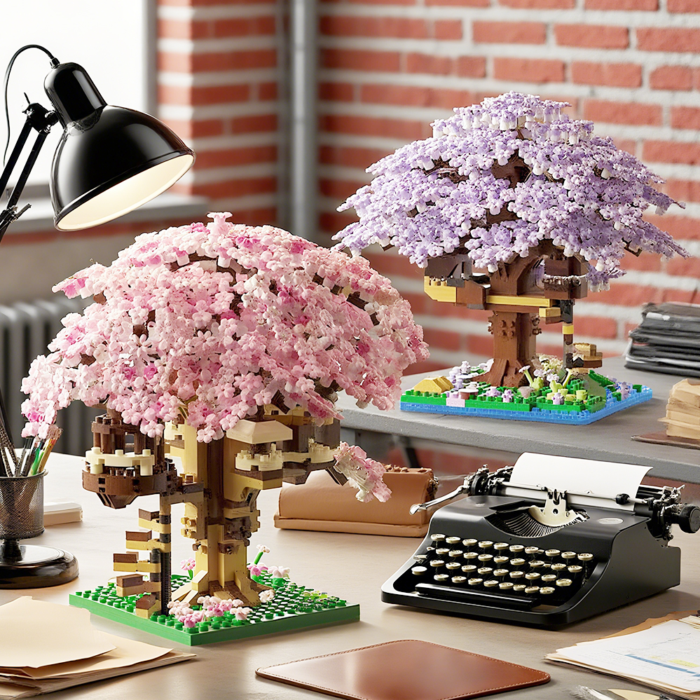 Mini Lifelike Cherry Blossom Building Block Toys Sakura Tree House ...