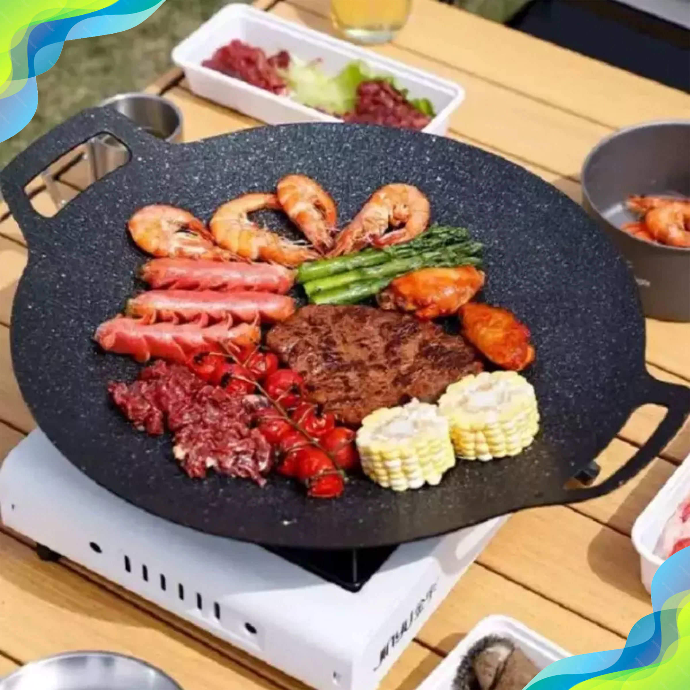 Korean BBQ Grill Pan Barbecue Non-stick Pan Outdoor Barbecue Pot ...