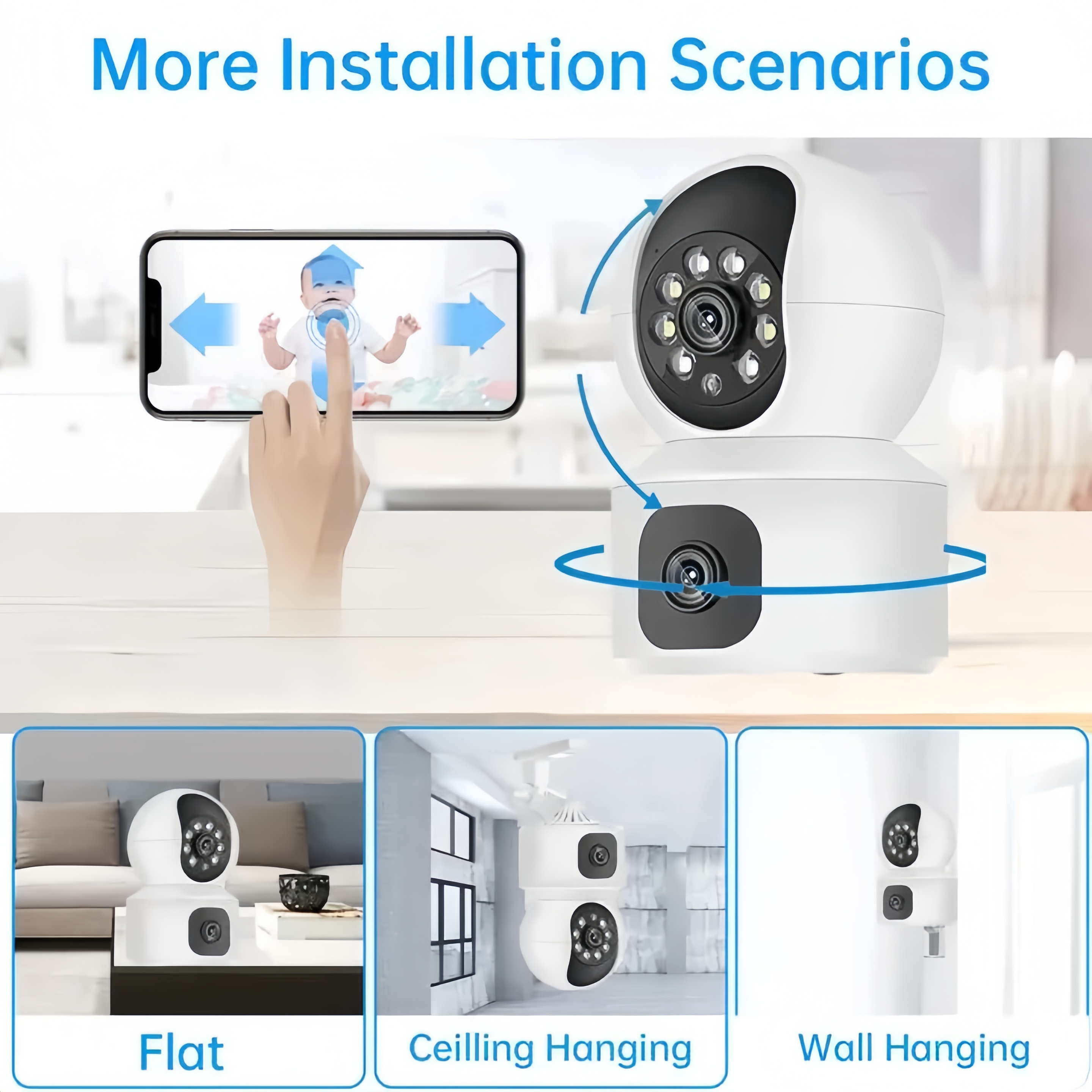 V380 Pro CCTV Camera Dual Lens 2K HD Full Color Night Vision WIFI ...