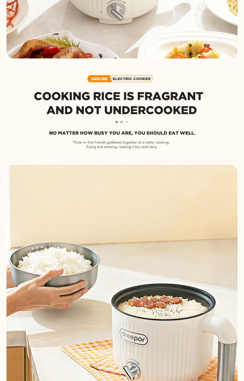 Dreepor Mini Rice Cooker 600W Rinse Stewing And Cooking Integrated ...