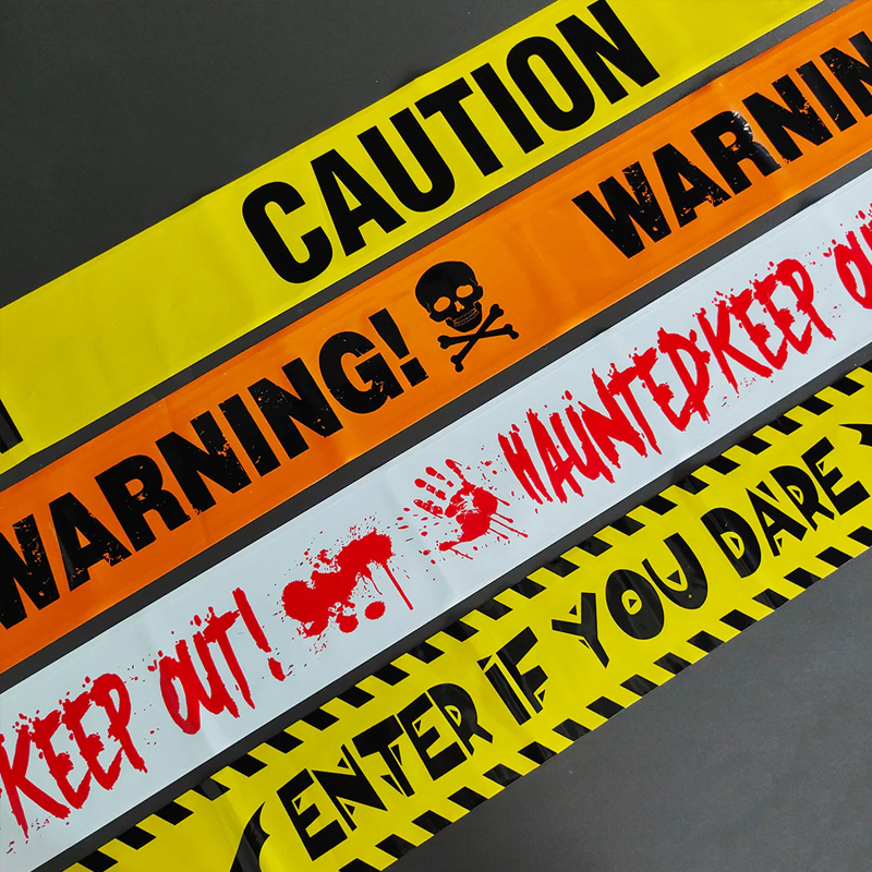 Halloween Warning Tape Signs Halloween Props Window Prop Party Danger ...