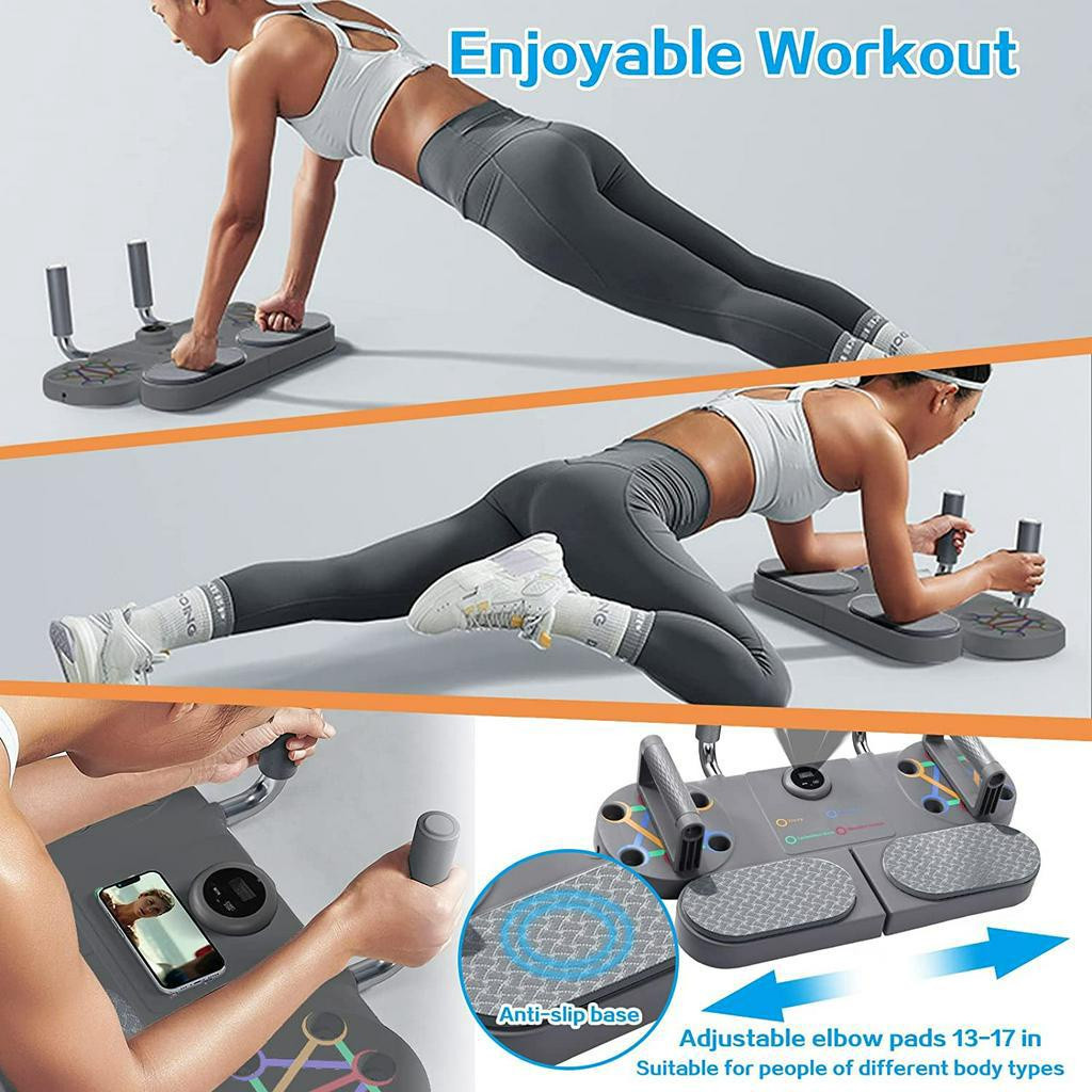 Herder Push Up Board Plank Trainer Timer Function Adjustable Family