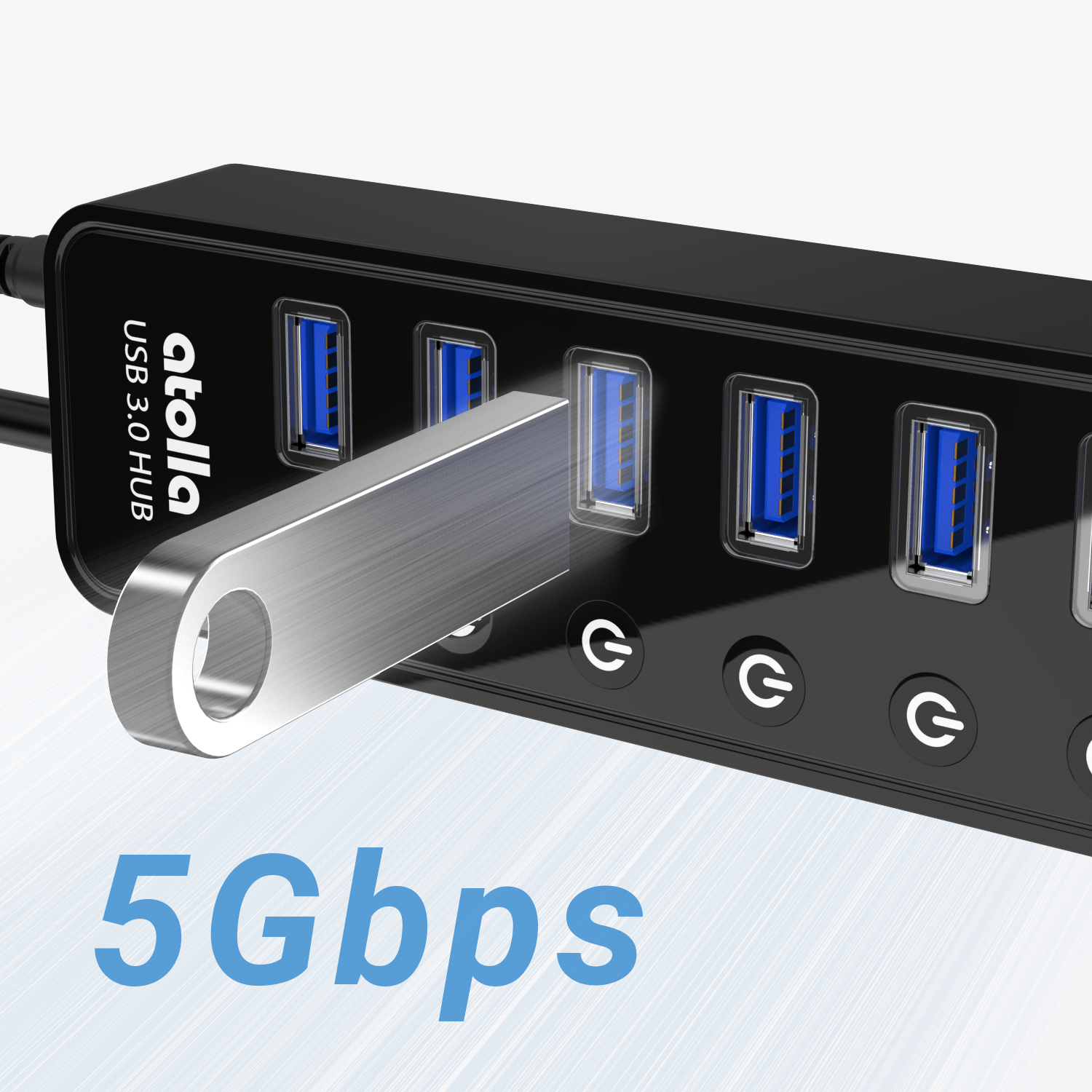 Powered USB Hub, 3.0 USB Port, Hubs Splitter with Individual Switches ...