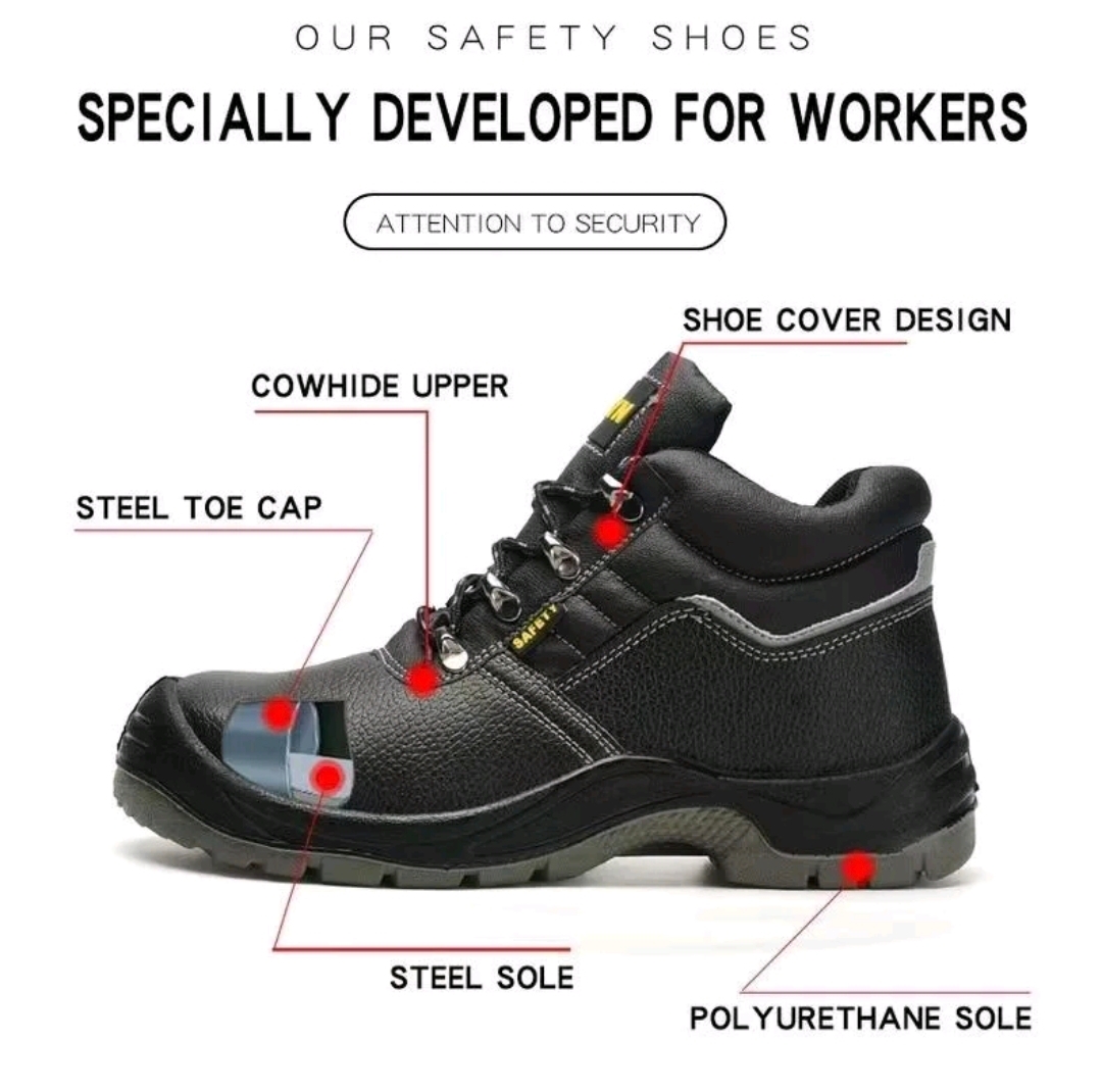 Breathable steel-toed safety work shoes with reflective strips | Shopee ...