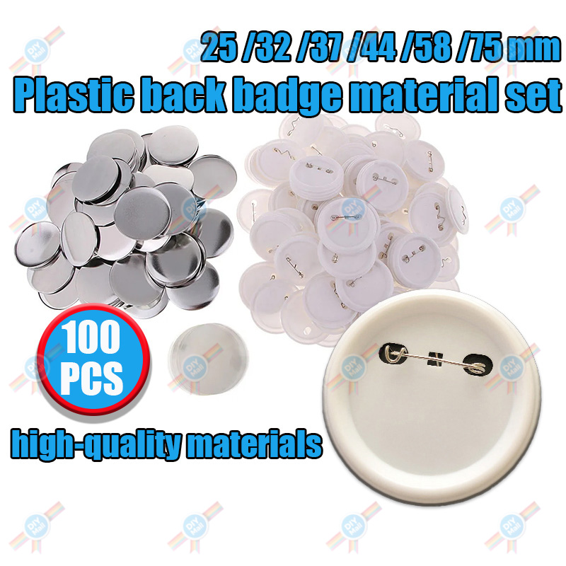 100sets Plastic back DIY BadgeButton Pins Blank Raw Material pins ...