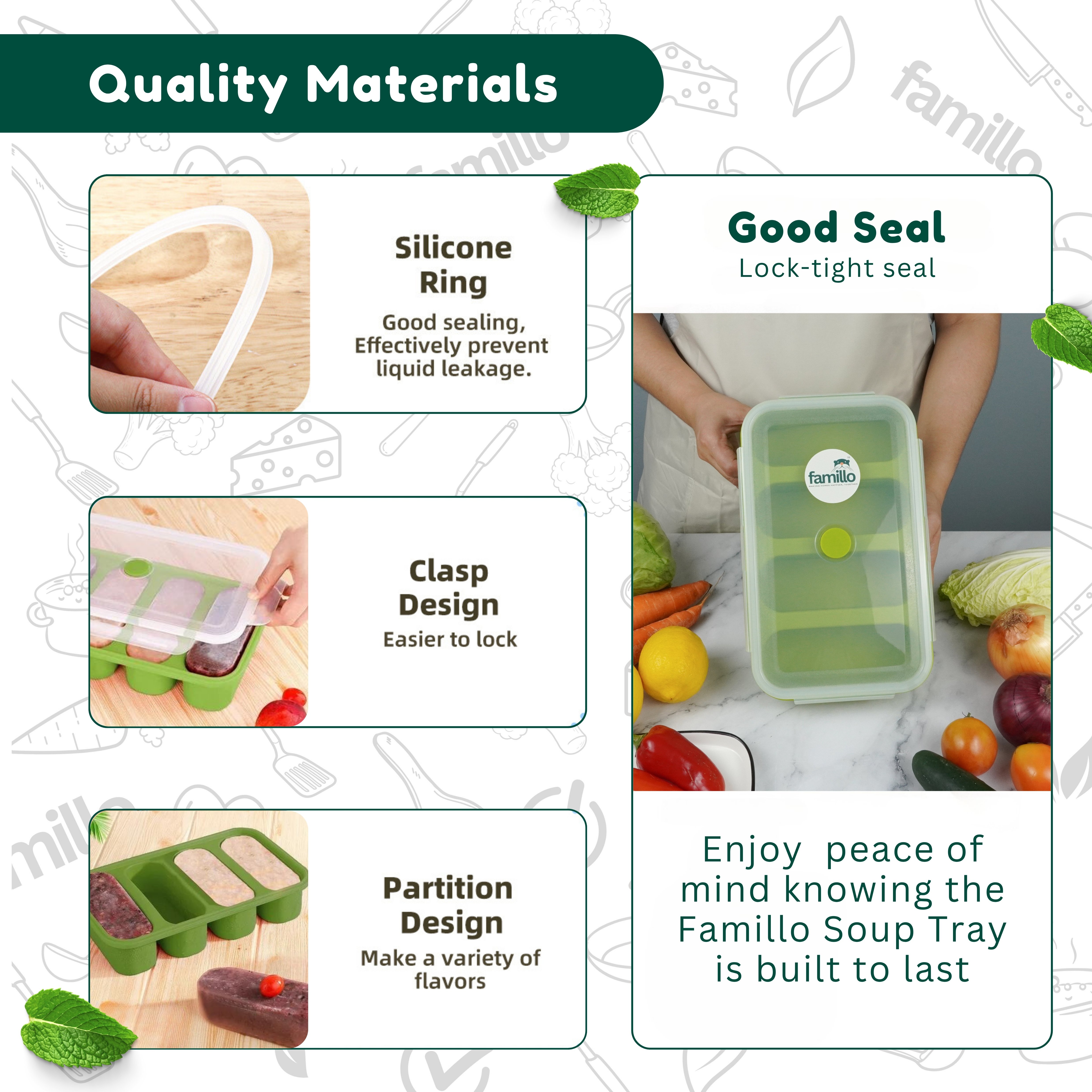 Freezer Cubes ™ Curve | 4 Molds (1-Cup) Silicone Freezer Tray as a Meal ...