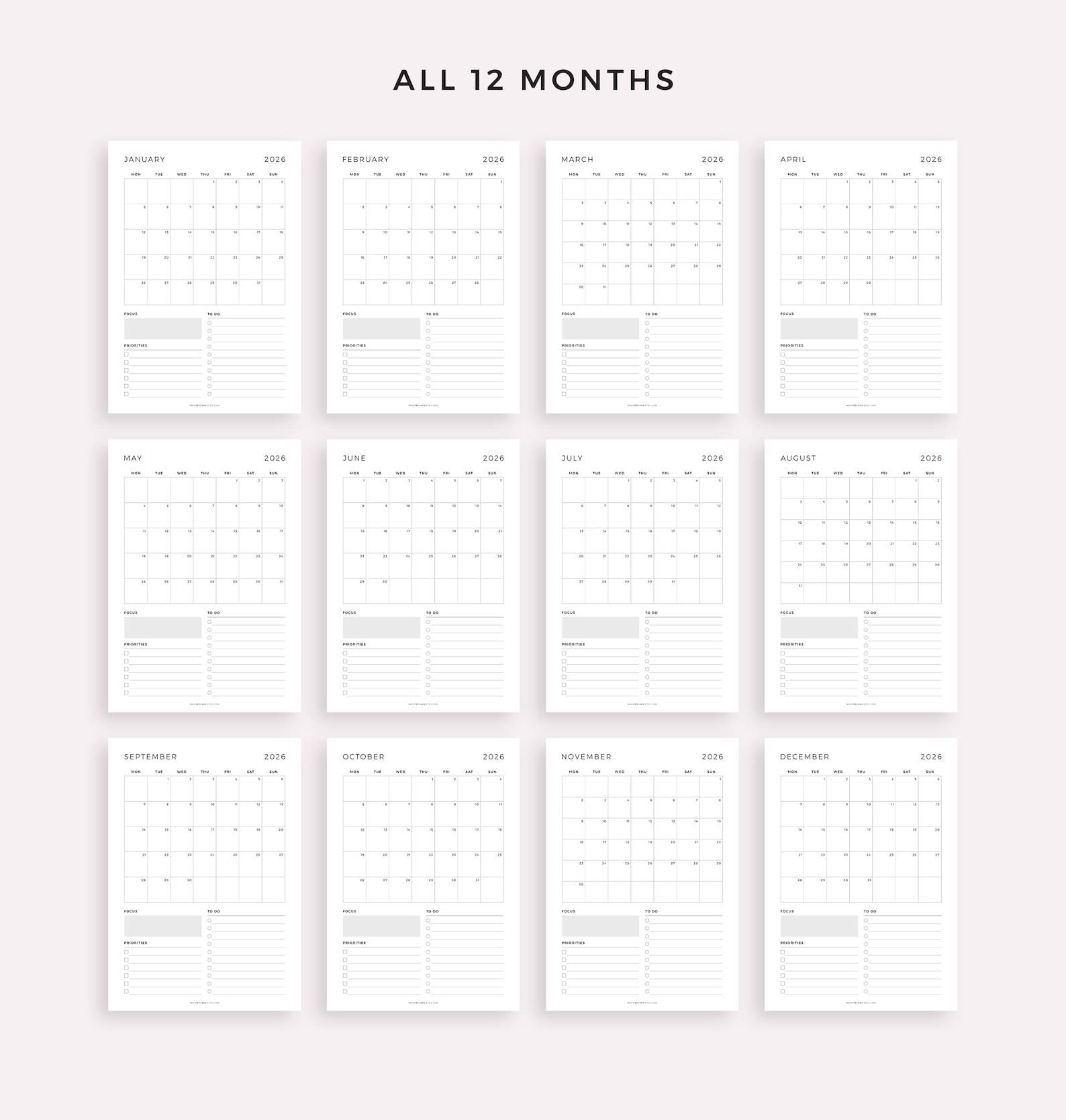 A5 A6 2026 Monthly Planner Binder Refill Loose Leaf Binder Inserts ...