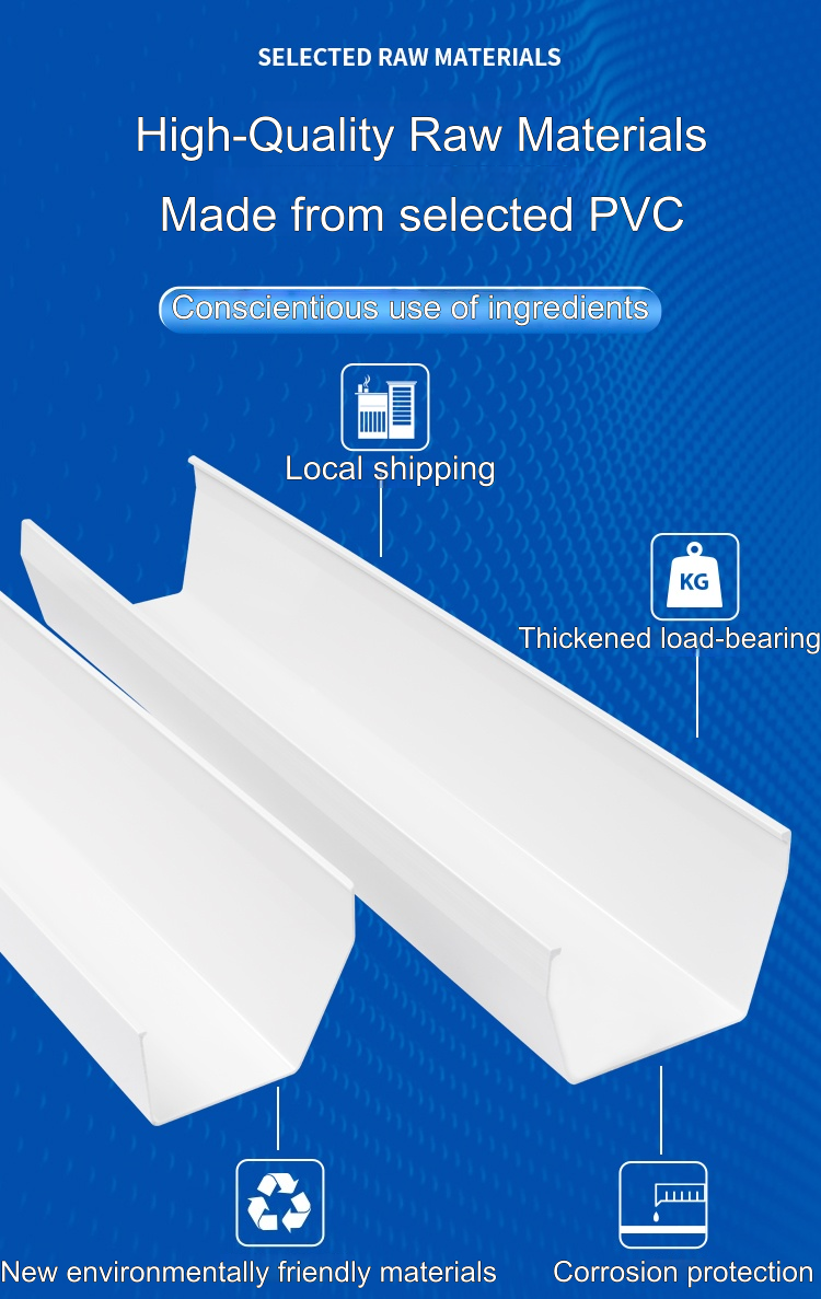PVC Eaves Gutter Rainwater Channel U-Shaped Outdoor Drainage for Villa ...