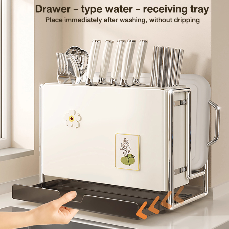 Kitchen knife rack storage rack knife drain storage box Wall-Mounted ...