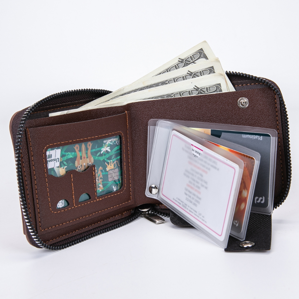 HYM SHOP#9007 2in1 Short Men Zipper Wallets PU-leather Card Holder/Coin ...