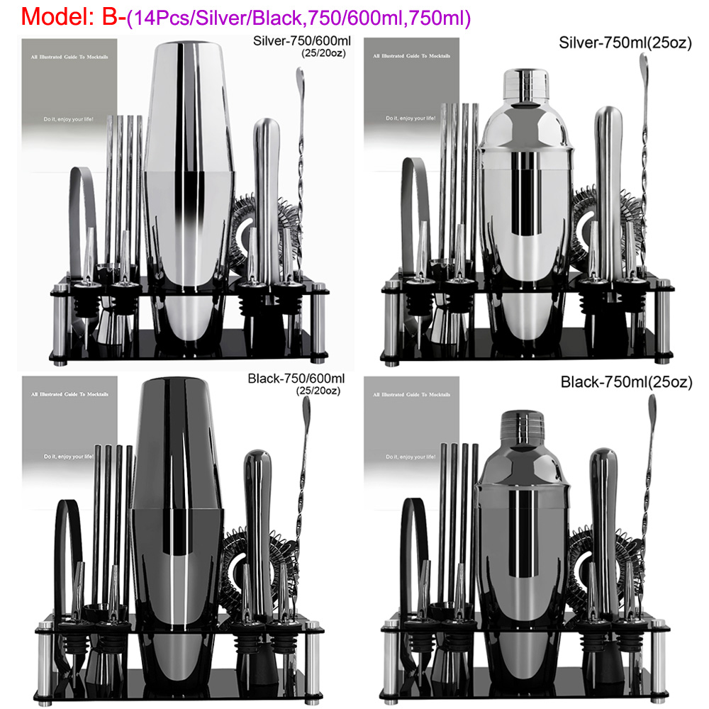 Ship Local 13Pcs 750/600ml Boston Shaker With Stand Cocktail Recipe ...
