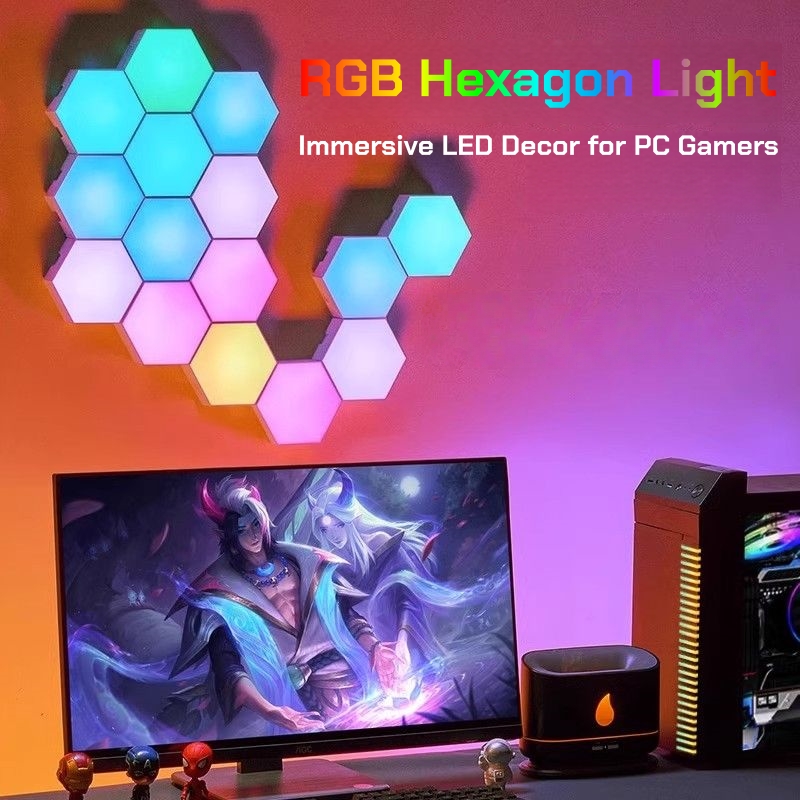 RGB Hexagon Wall Light for Gaming Room DIY Your Cool Setup with Remote ...
