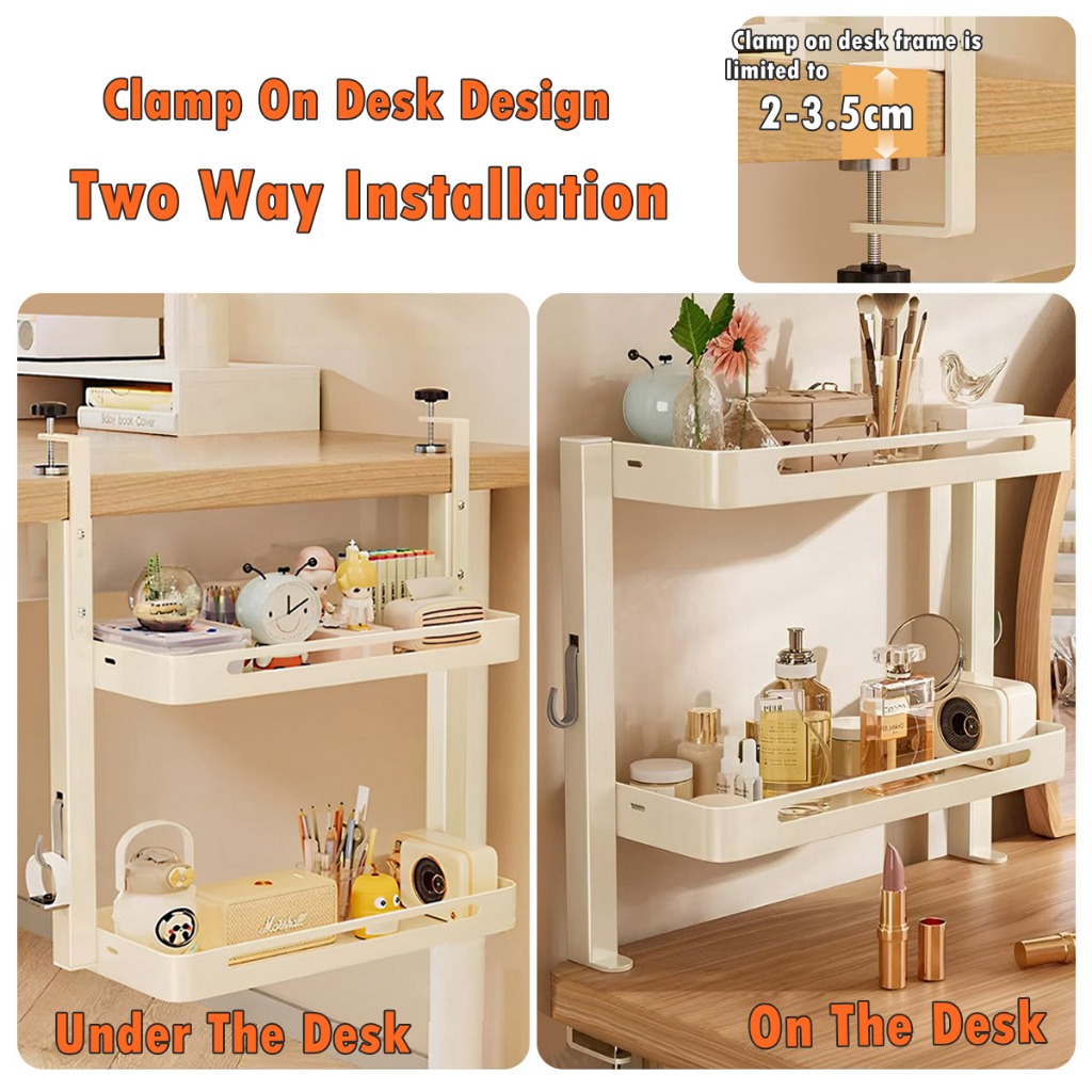 2 Tier Desktop Storage Rack Office Storage Display Rack Desk Bookshelf ...