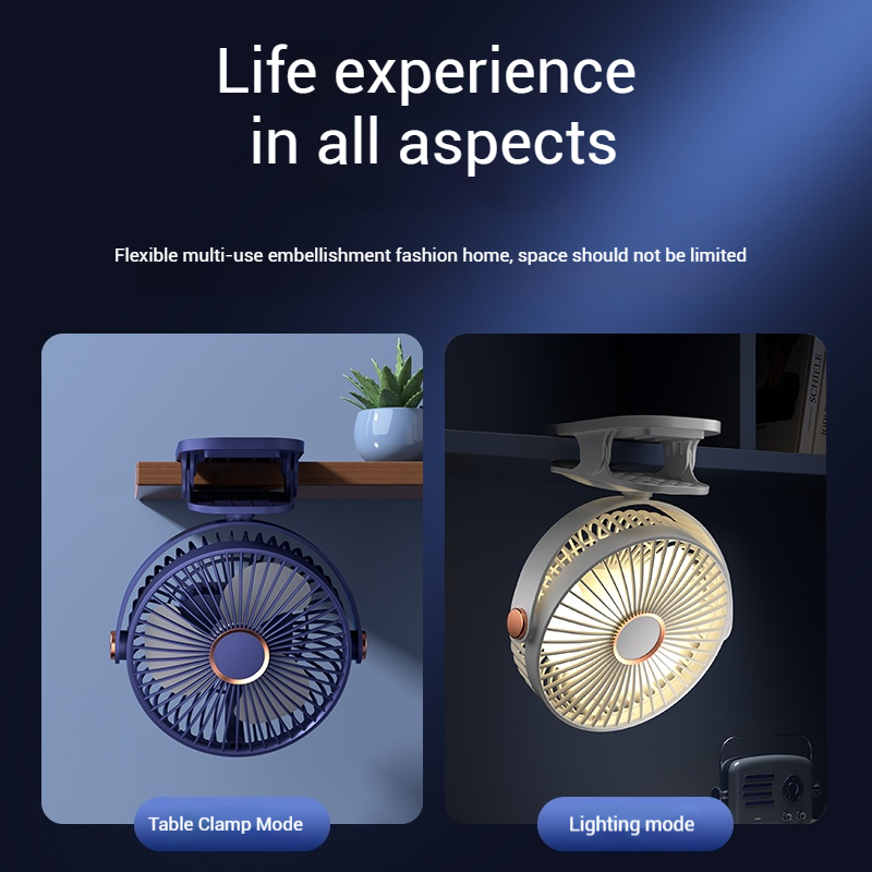 Desk Fan with Light mini rotating clip fan portable Outdoor stroller ...