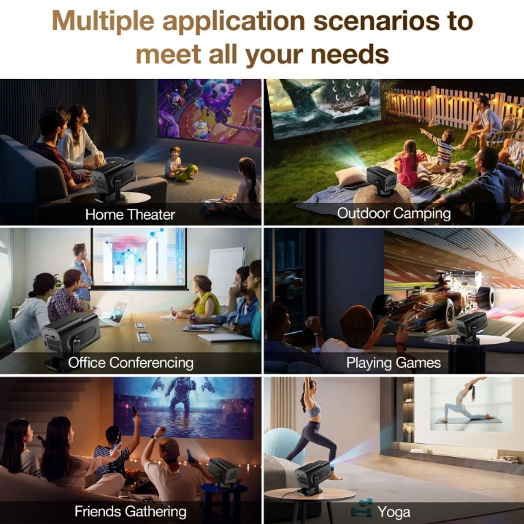 HCS350 F300 Portable Projector 4K Ultra HD WiFi Bluetooth Office Home ...