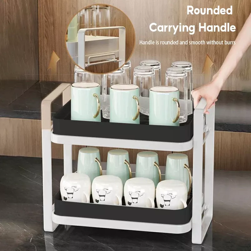 2-Tier Cup holder tea cup tea storage rack Desktop storage cup holder ...