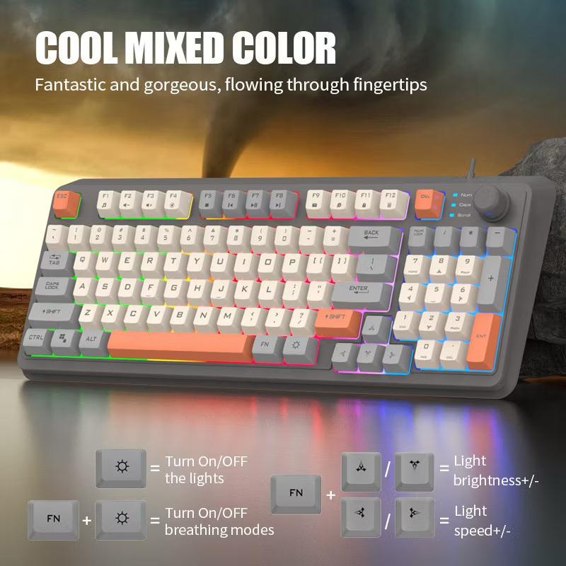 XUNFOX K82 mixed ledlight 94 key contrast color wired mechanical ...
