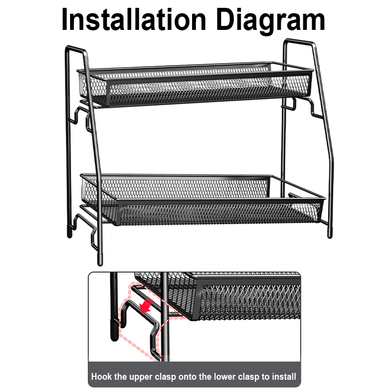 YOICE Kitchen Spice Rack Organizer Condiments Rack Desktop Double layer ...