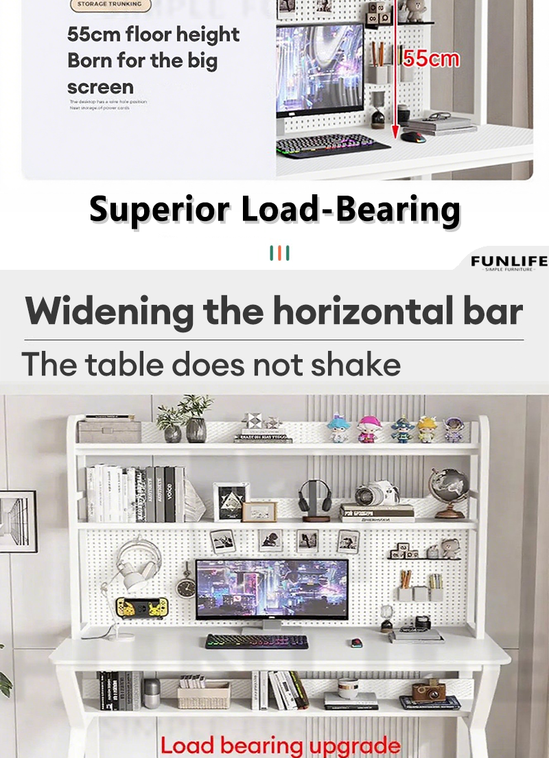 Study Table Pegboard Computer Table Multiple Storage Areas With ...